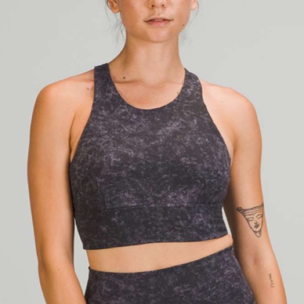 lululemon athletica Black Marble High-Neck Sports Bra